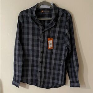 Ben Sherman Blue and Black Plaid Button Down Shirt